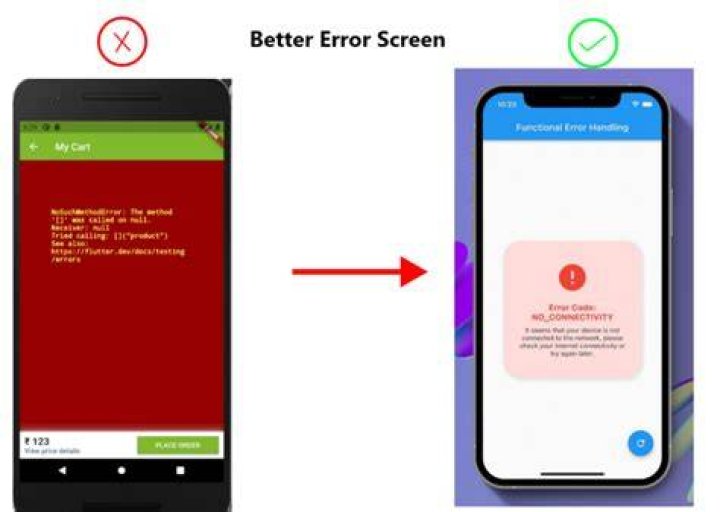 Mobile app error on smartphone