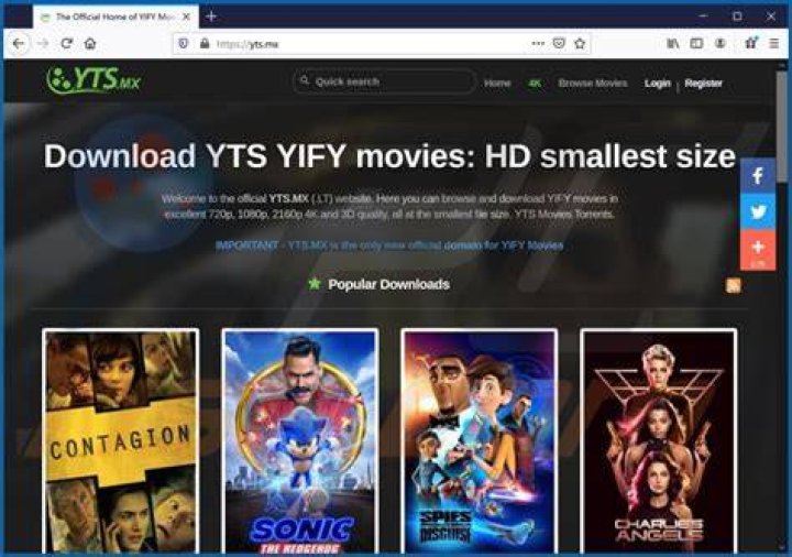 YTS movie torrent platform